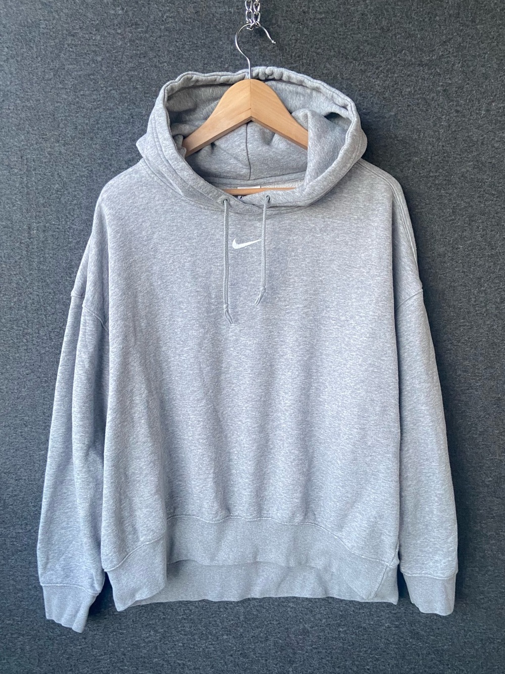Nike Center Swoosh Phoenix Fleece Hoodie Grey Women’s L Oversized Pullover Y2K